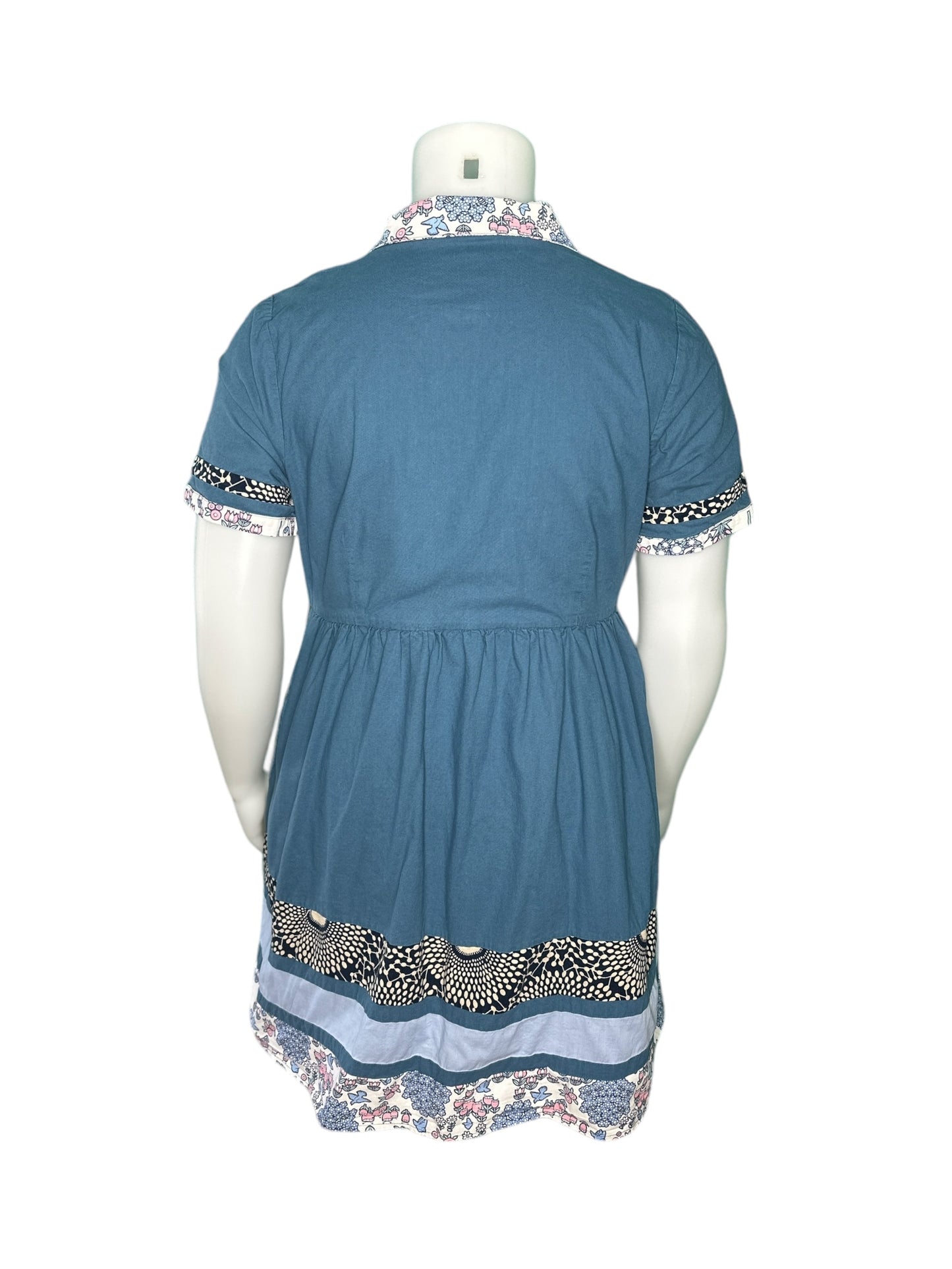 Blue Floral Trim Shirt Dress (2X)