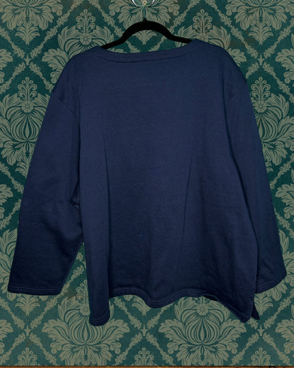 Navy Blue Embroidered Snowman Button up cardigan