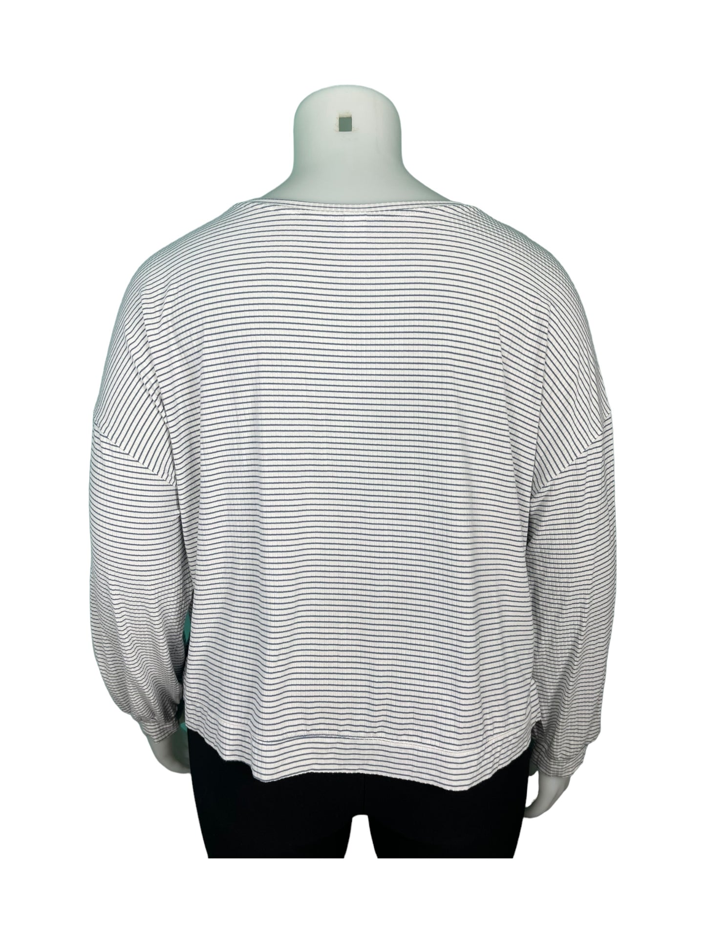 White  & Grey Striped Long Sleeve Top (XL)