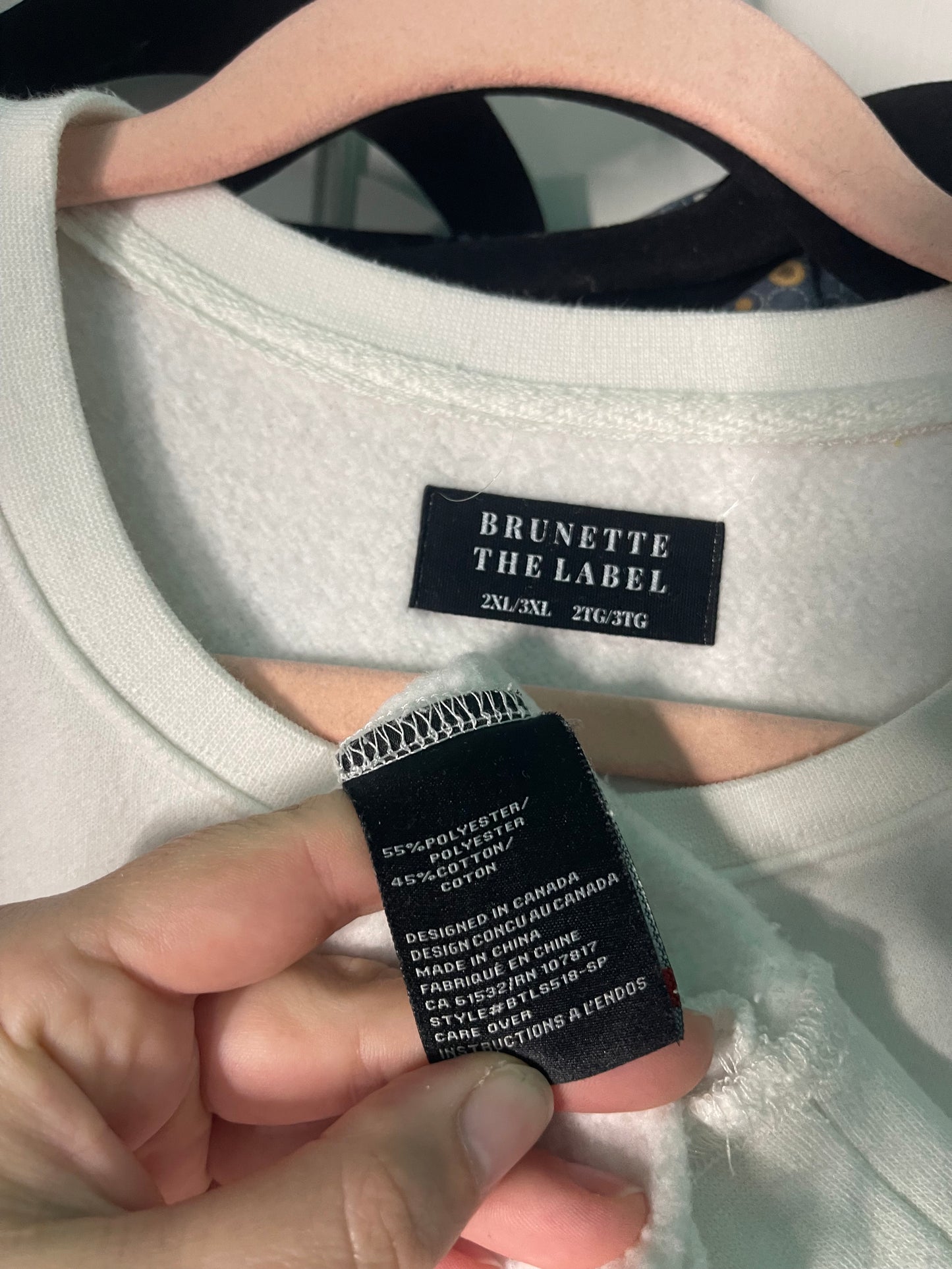 White with Pink "Babes Supporting Babes" Embroidery Crewneck Sweater