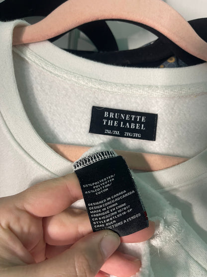 White with Pink "Babes Supporting Babes" Embroidery Crewneck Sweater