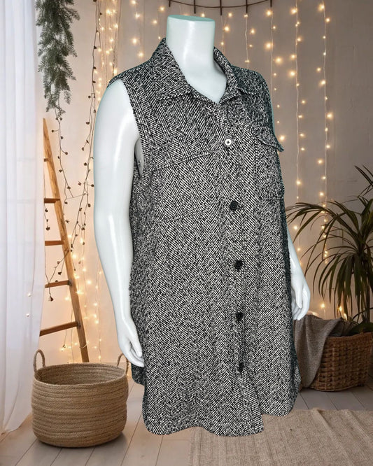 Black & White Vest Jacket Dress