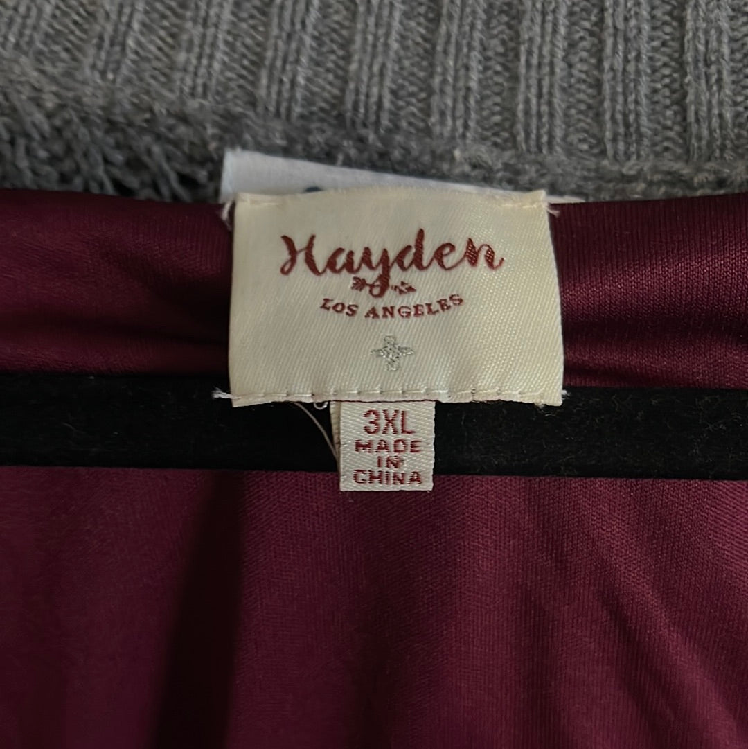 “Hayden Los Angeles” BurgundyV-Neck Dress (3XL)