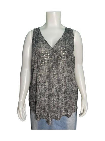 Grey V-Neck Sleeveless Blouse
