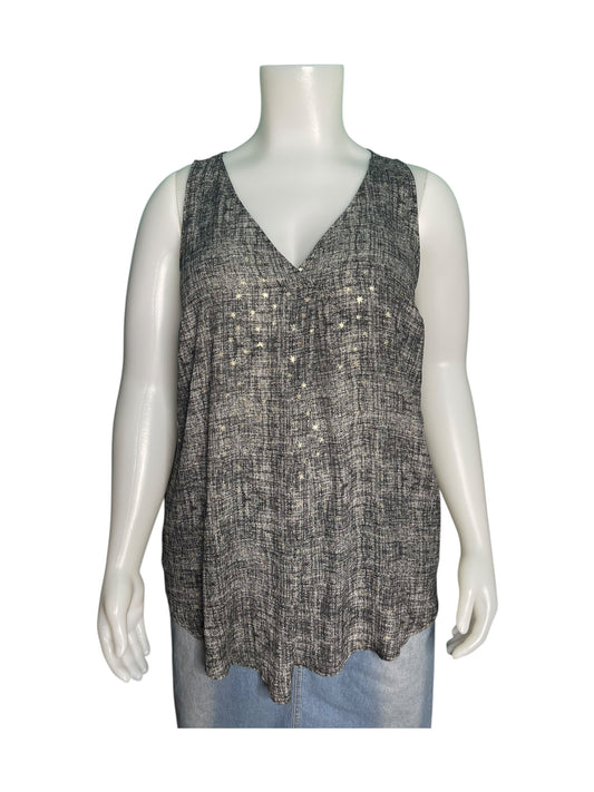 Grey V-Neck Sleeveless Blouse
