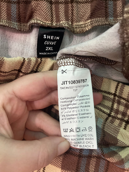 Brown & Cream Plaid Bell Bottom Pants