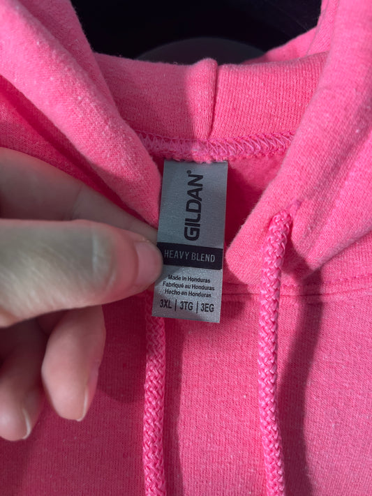 Bright Pink w/ White FATTY Embroidered Crewneck Hoodie