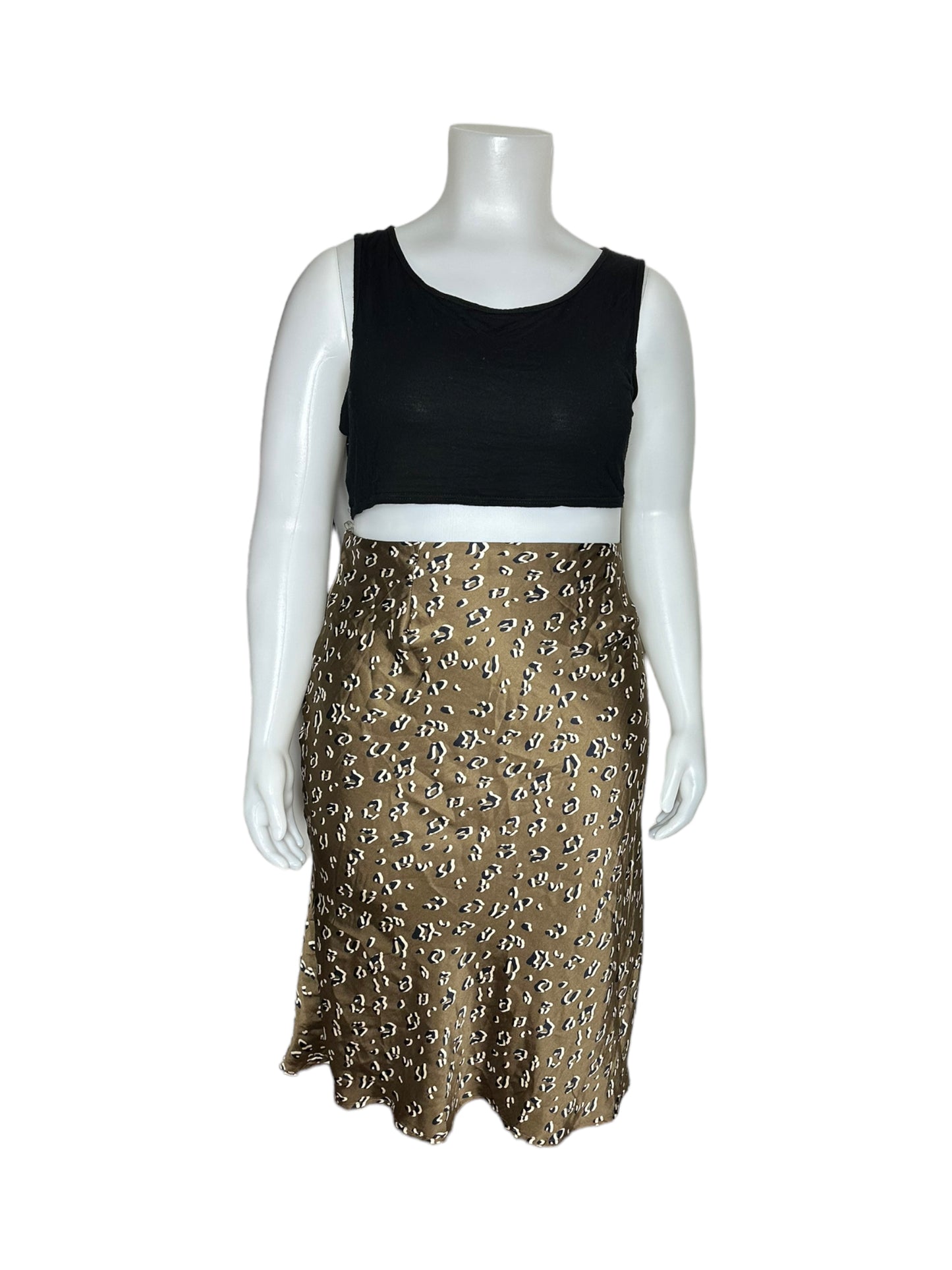 Bronze Cheetah Satin Print Skirt