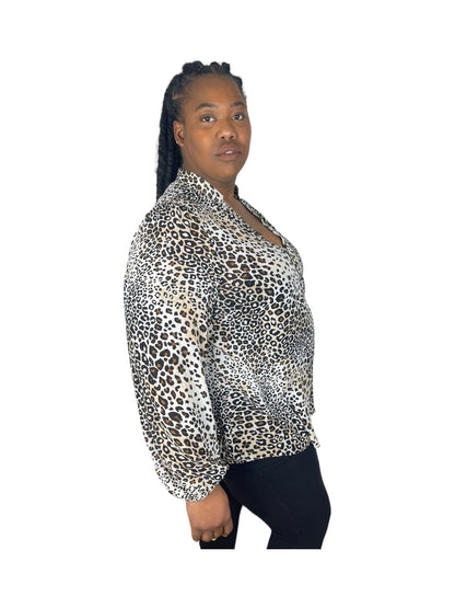 Cheetah Print Long-Sleeved Blouse