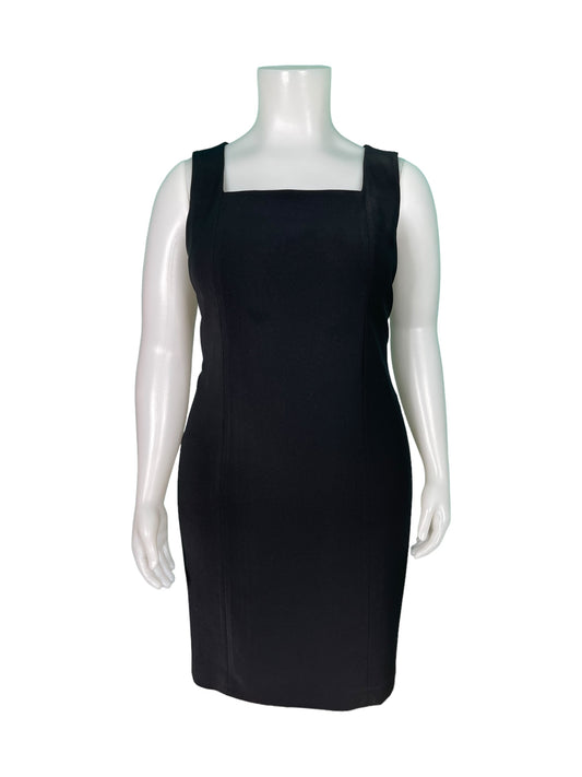 Black Square Neckline Sleeveless Shift Dress