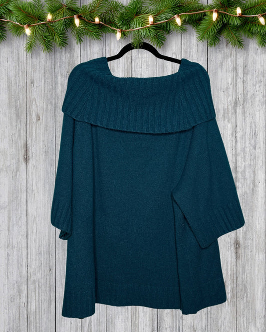 Dark Teal Knit 3/4 Sleeve Sweater