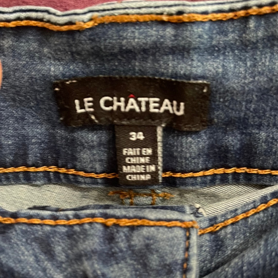 “Le Chateau” Bleached Jean Shorts (34)