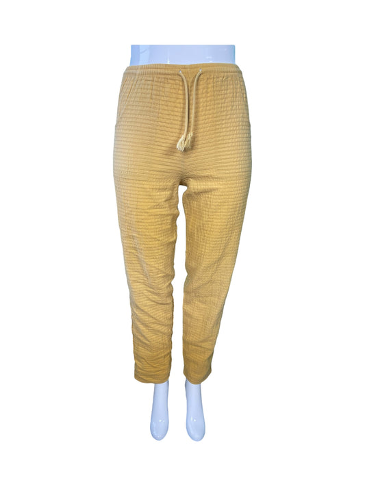 Yellow Texture Draw String Pants