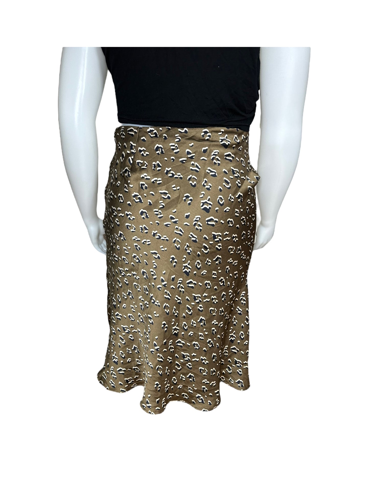 Bronze Cheetah Satin Print Skirt