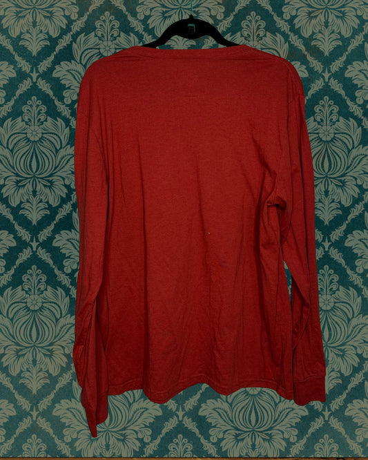 Red Simpson Christmas Graphic Long Sleeved Shirt