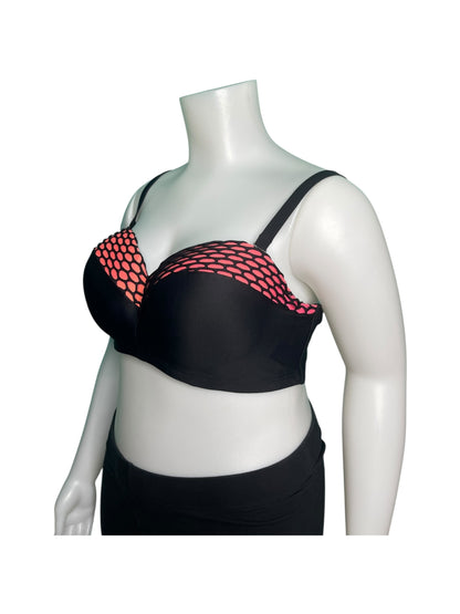 Black w/ Coral Swim Top