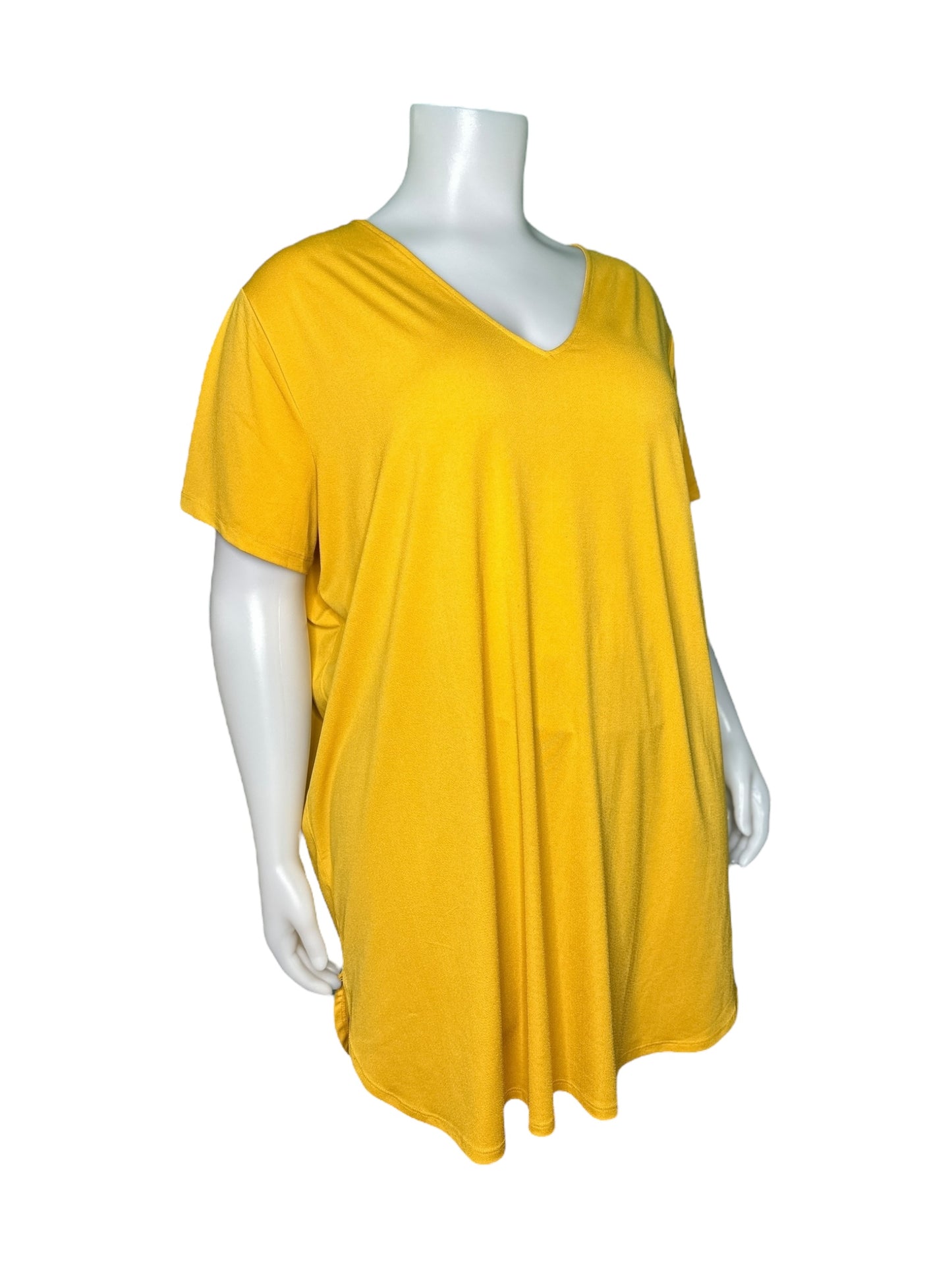 Bright Yellow Short Sleeved V-Neck Dress