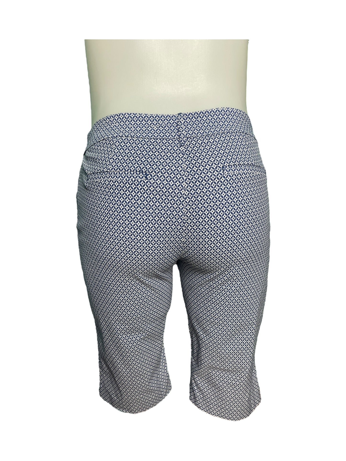 Blue and White Patterned Capri Work Pants