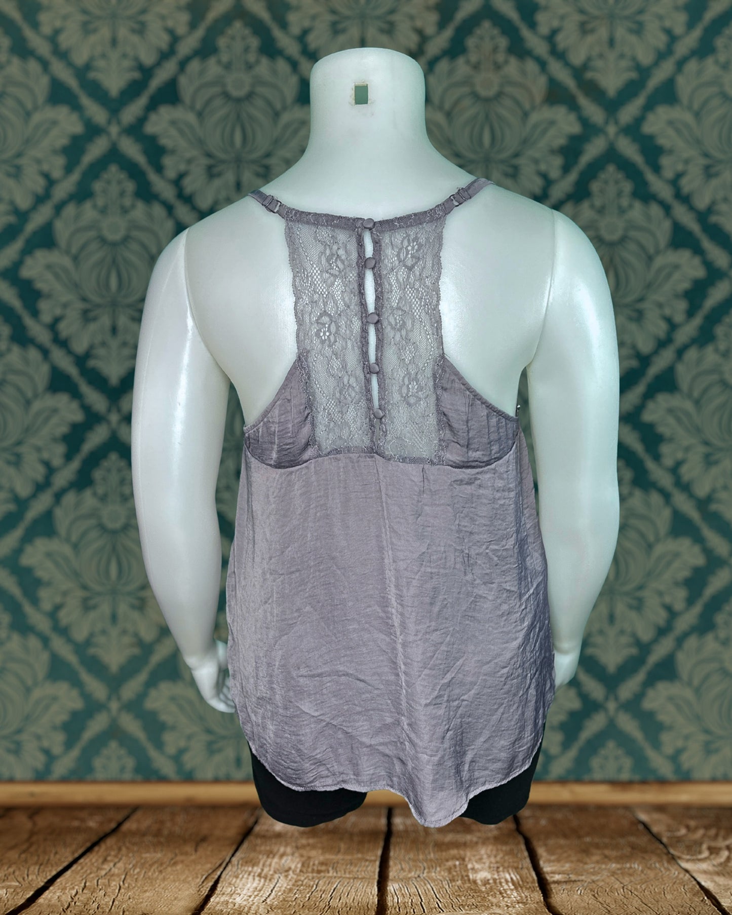 Light Purple Grey Lace V-Neck Cami