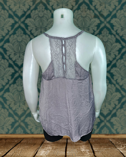 Light Purple Grey Lace V-Neck Cami