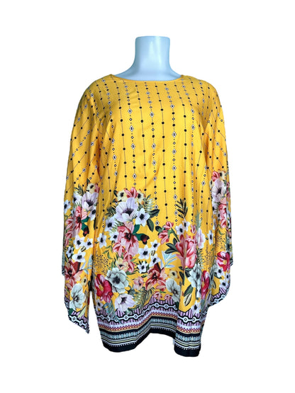 Yellow Floral Long Sleeved Dress (4XL)