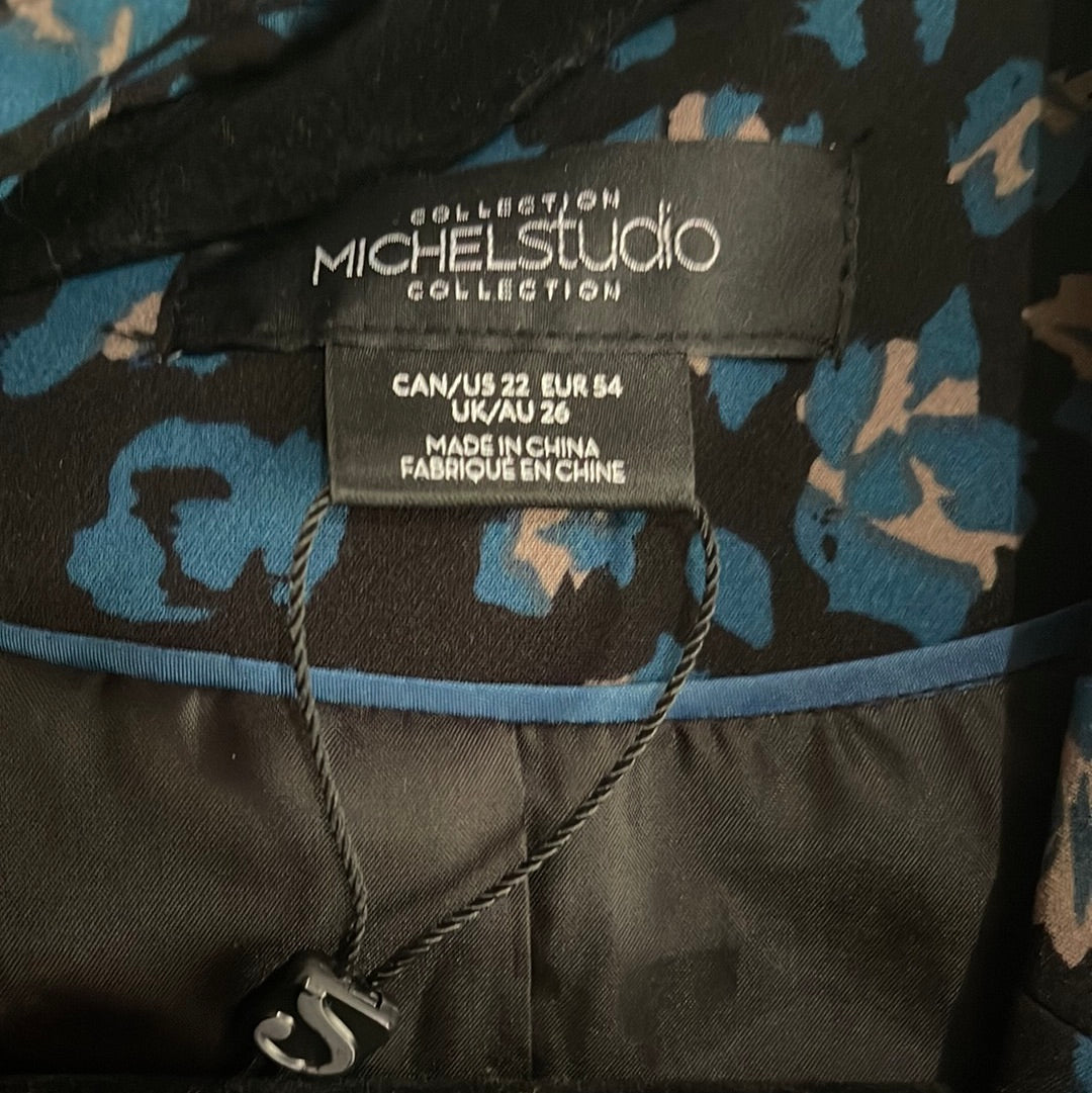 “Michel Studio Collection” Blue Leopard Print Blazer (22)