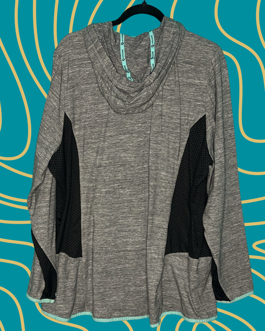 Grey, Black & Light Blue Zippered Hoodie