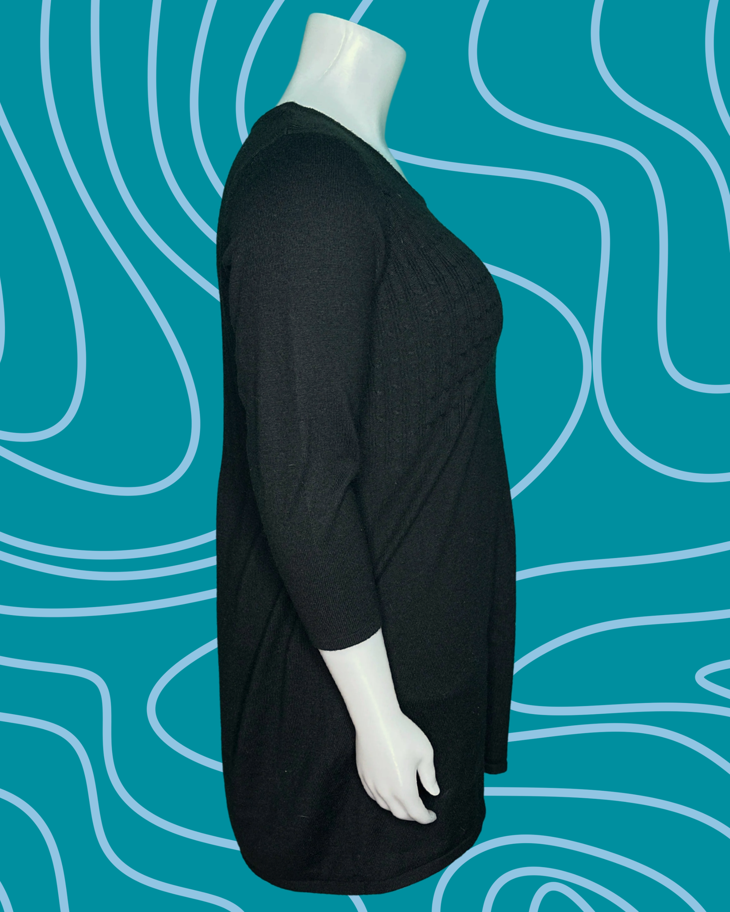 Black Long Sleeved Knit Mini Dress