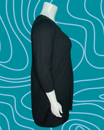 Black Long Sleeved Knit Mini Dress