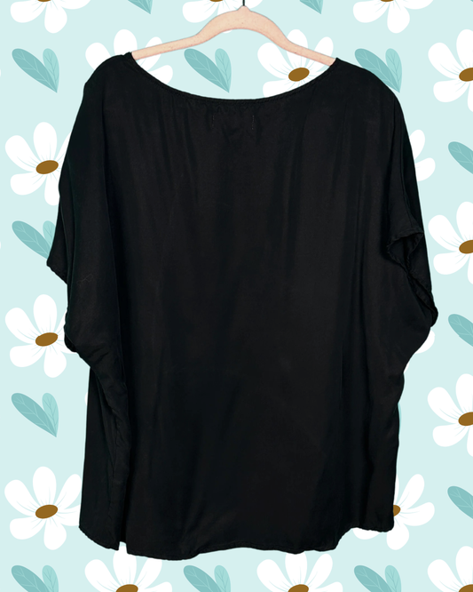 Black Cap Sleeve Blouse
