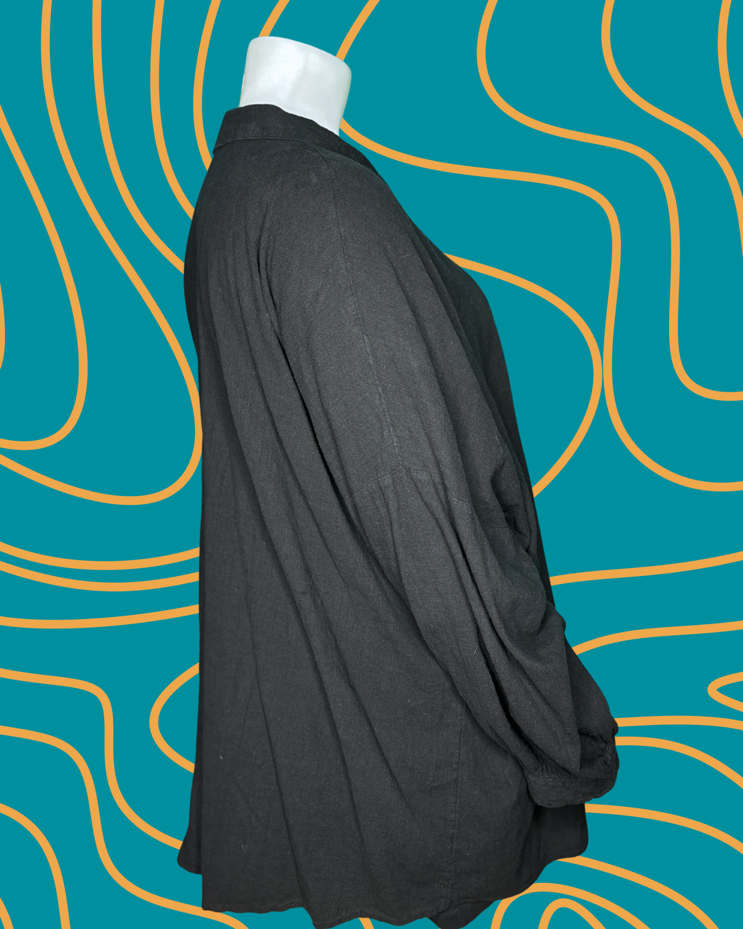 Black Linen Long Sleeve Button up Shirt