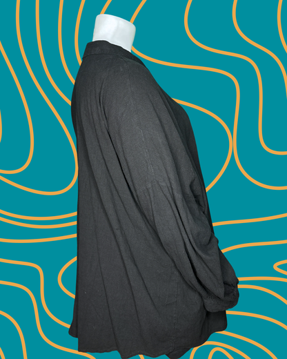 Black Linen Long Sleeve Button up Shirt