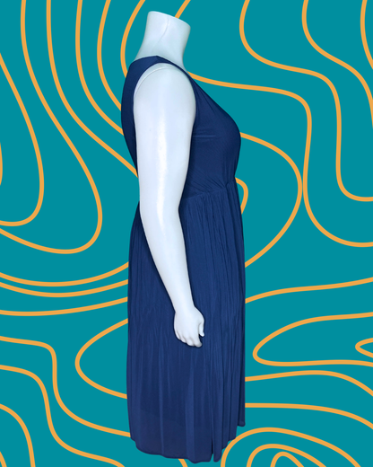 Navy Sleeveless V-Neck Maxi Dress