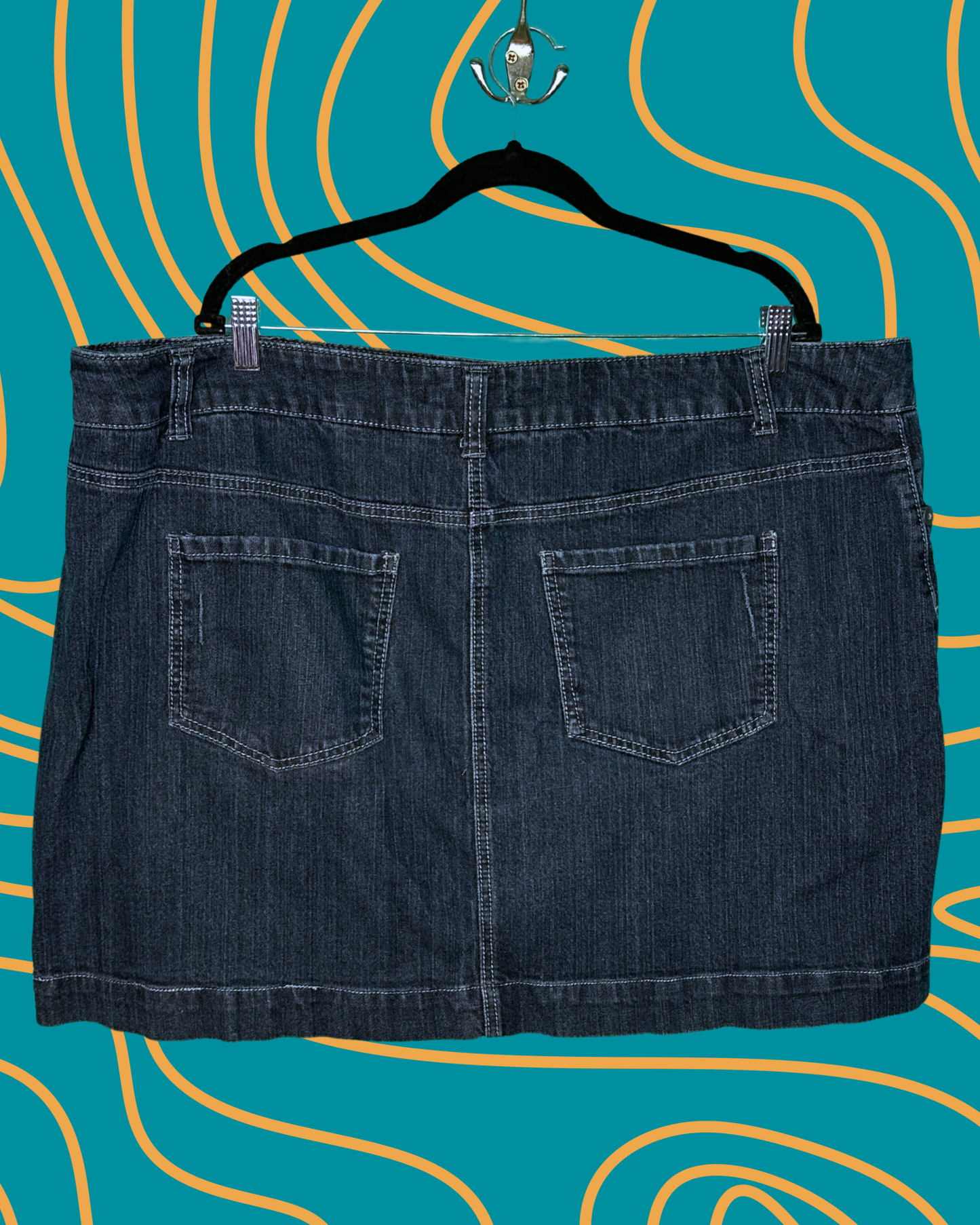 Dark Blue Distressed Mini Jean Skirt