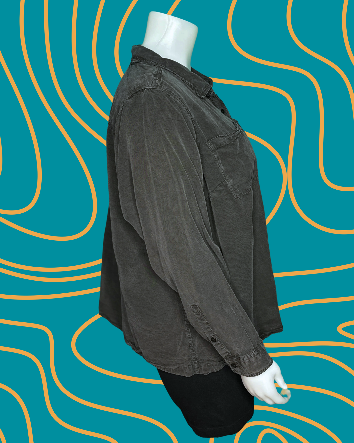 Off Black Long Sleeved Button up Shirt