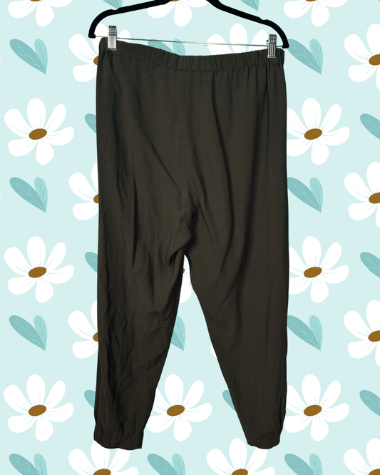 Dark Green Stretch Waist Pants