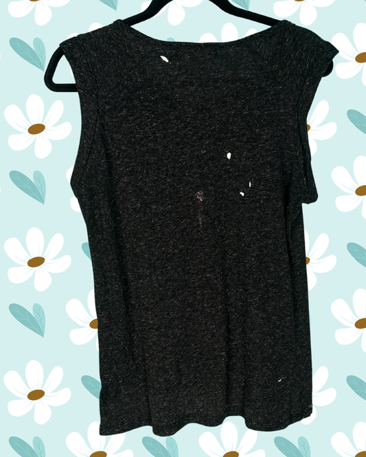 Black Distressed Sleeveless Top