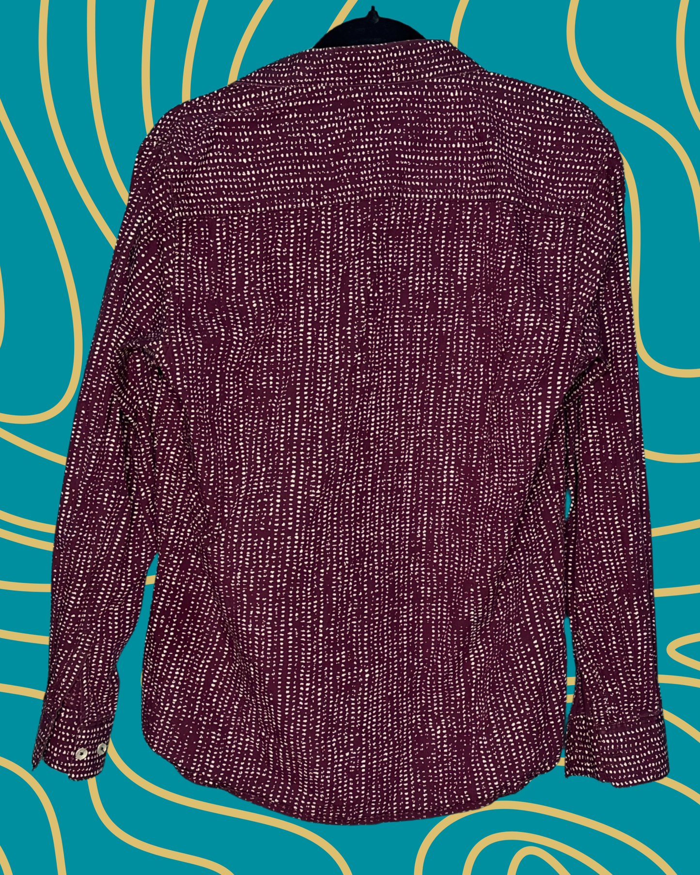 Burgundy & Tan Abstract Patterned Button up Shirt