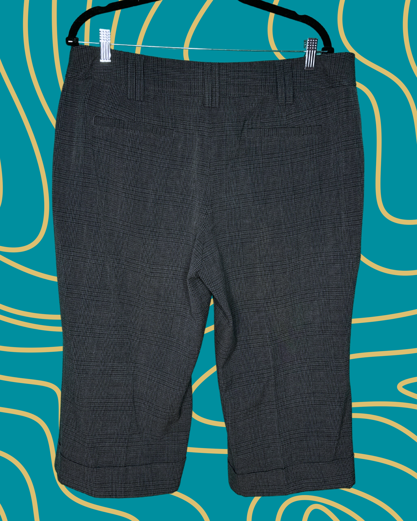 Dark Grey Plaid Capri Pants