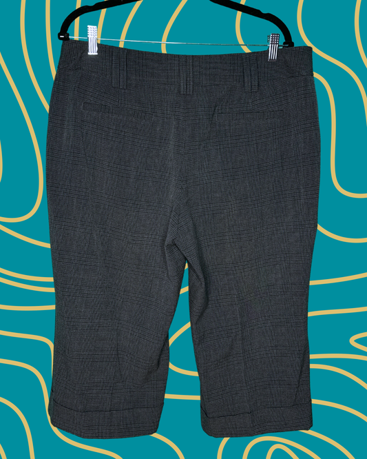 Dark Grey Plaid Capri Pants