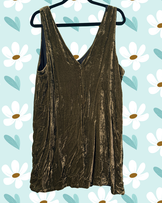 Olive Green Crushed Velvet Mini Dress