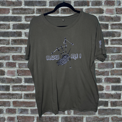 Dark Green "Blow Me" Graphic" Short T-Shirt