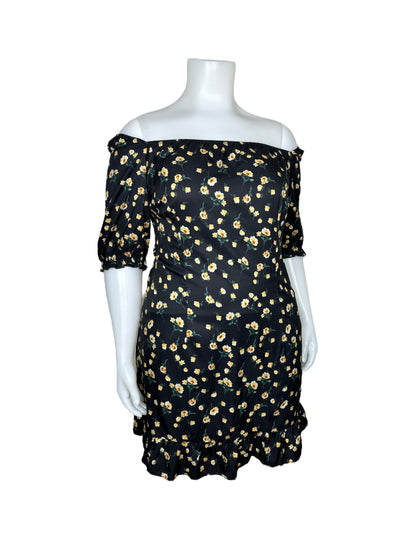 “SHEIN” Black W/ Yellow Floral Print (4X)