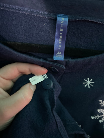 Navy Blue Embroidered Snowman Button up cardigan