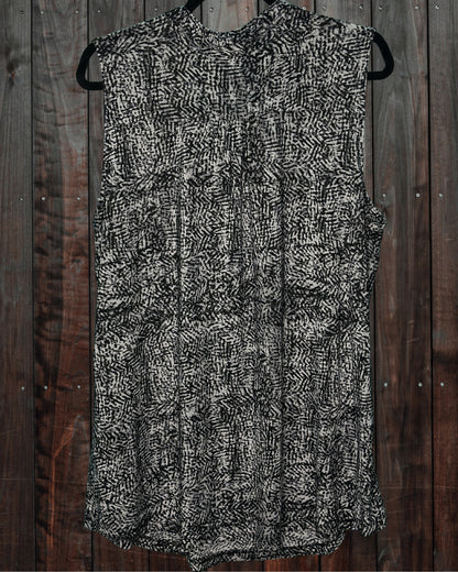 Black and White Sleeveless High Neck Blouse