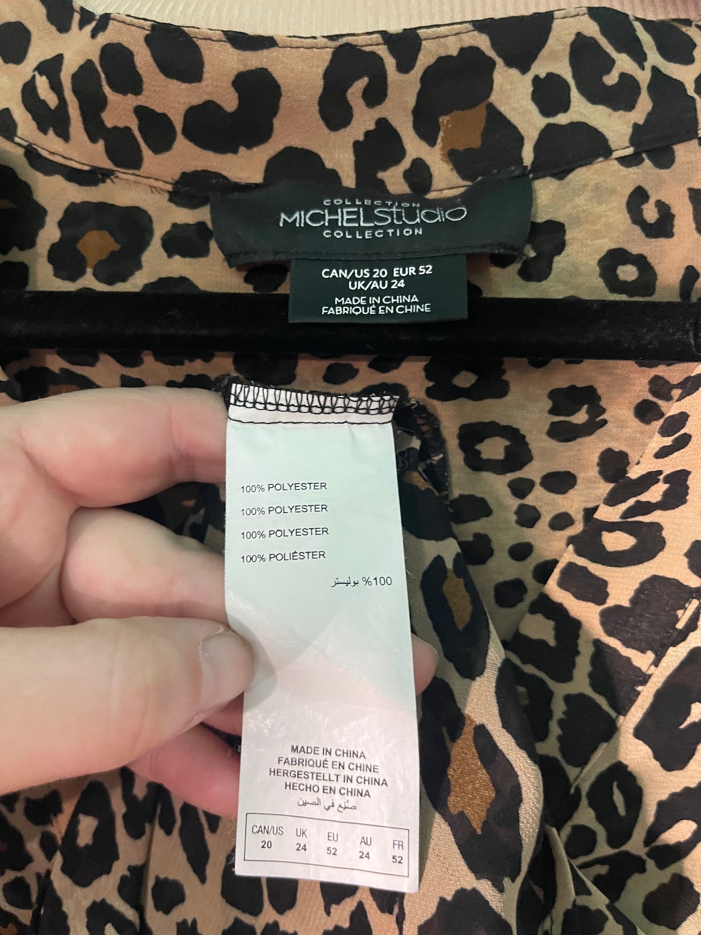 Brown, Tan & Black Long Sleeved Sheer Cheetah Print Blouse