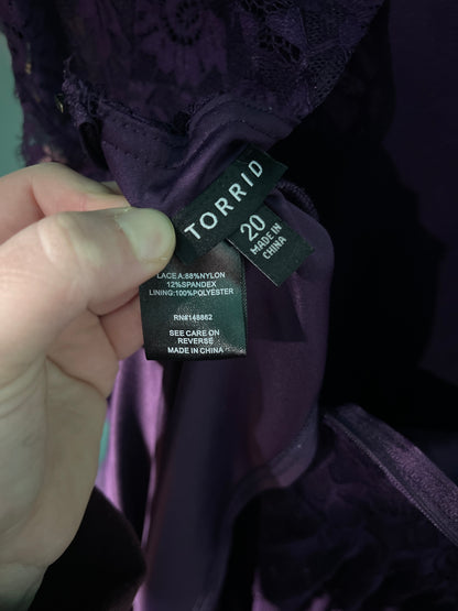 Purple w/ Lace Capsleeve Mini Dress