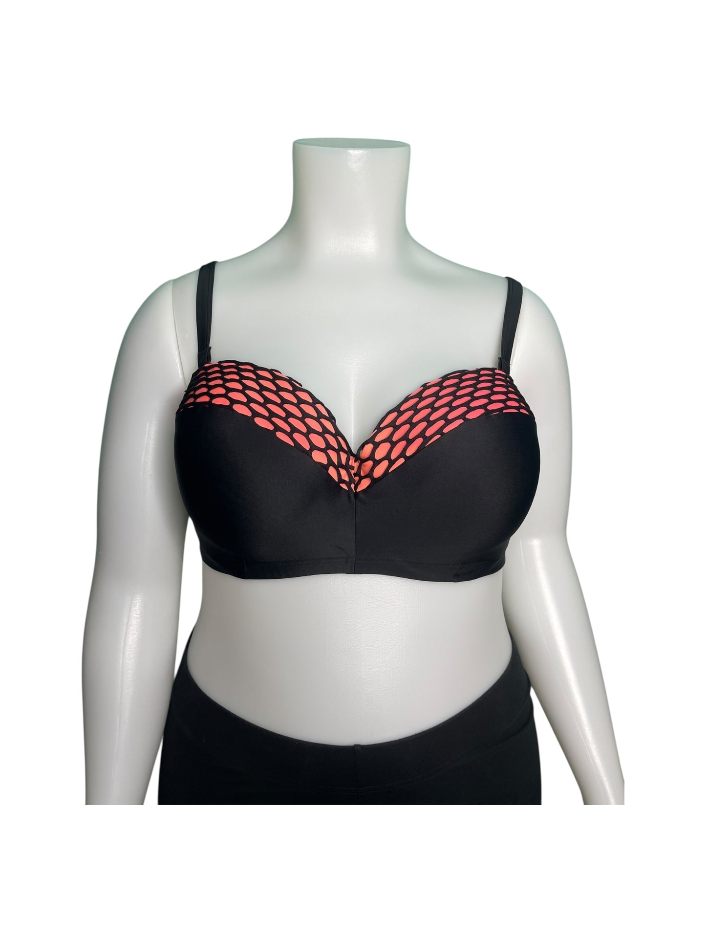 Black w/ Coral Swim Top