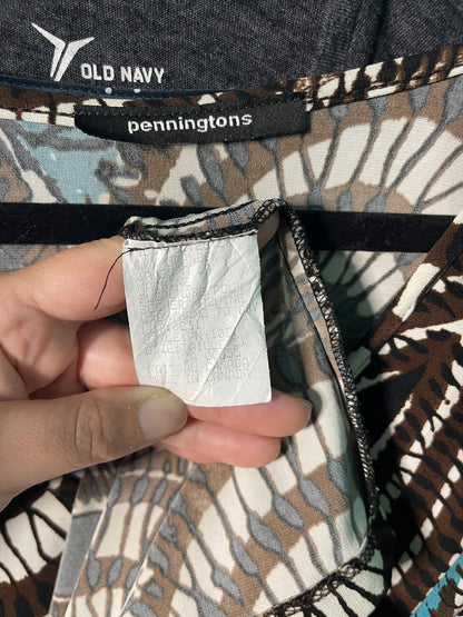 Brown, White and Teal Shirt