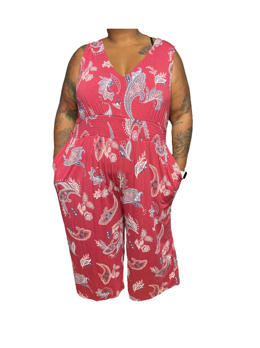 Pink Floral Patterned Jumpsuit